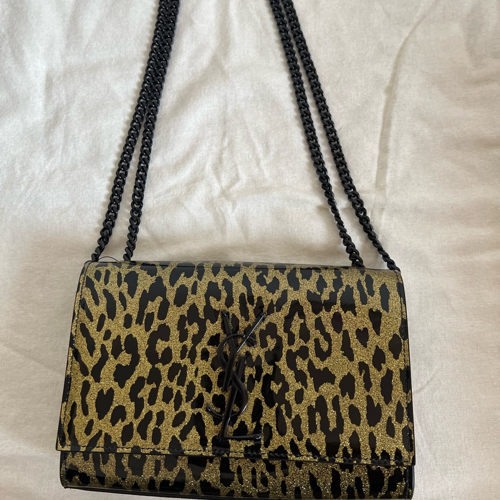 Yves Saint Laurent Kate Glitter Leopard Shoulder Bag